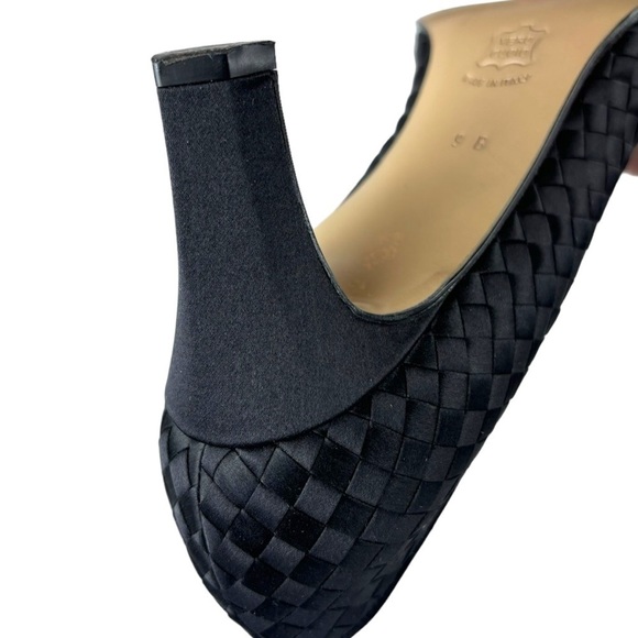 BOTTEGA VENETA 17087 POINTED TOE SILK INTRECCIATO LEATHER SOLE PUMP HEELS - Picture 11 of 14